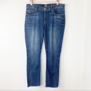 7FAM The Slim Cigarette Raw Hem Jeans Distressed